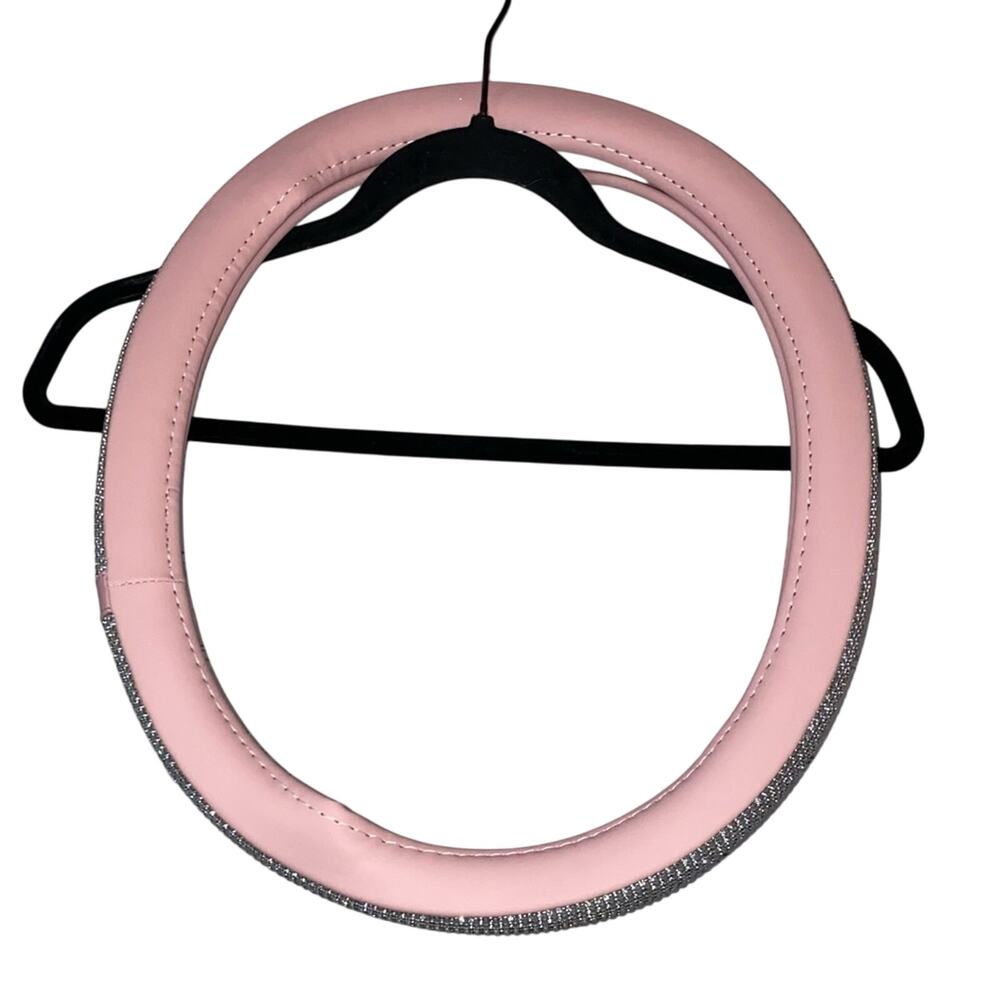 Bling Rhinestone Steering Wheel Cover Pink Crystal 12" Universal Microfiber NWT